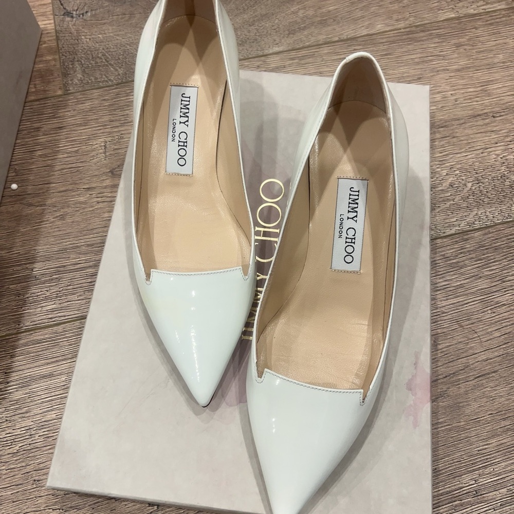 Jimmy Choo Cream Pointed Flats